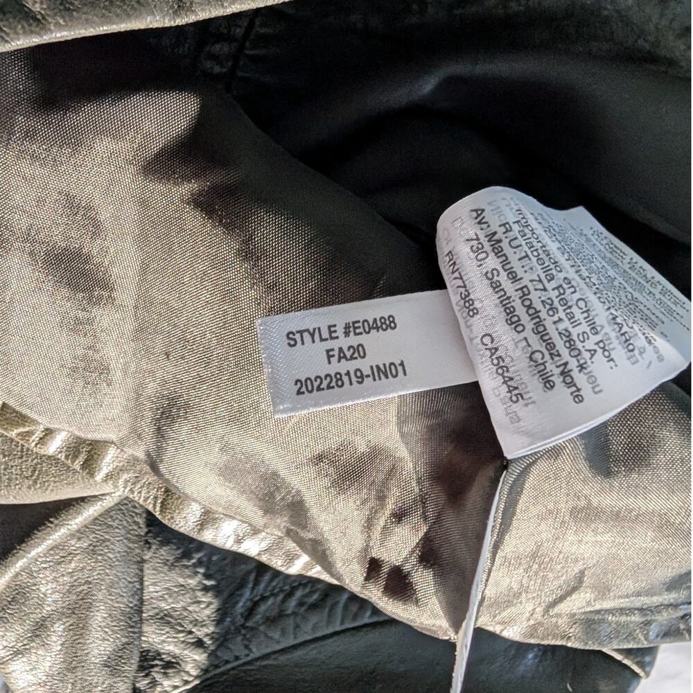 Madewell Washed Leather Motorcycle Jacket Dark Green Size XS Preowned - Picture 7 of 10